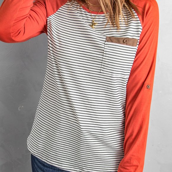 💜 New Stripped Top With Pocket - Picture 5 of 11